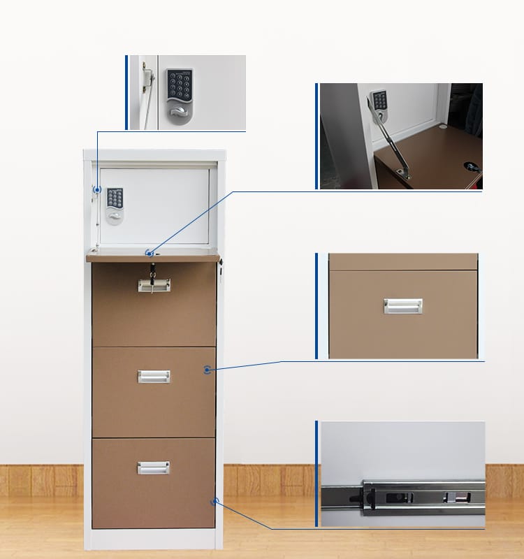 STANI 4-Drawer Vertical File Cabinet – Metal, Lockable, 52.4"H, Office Storage