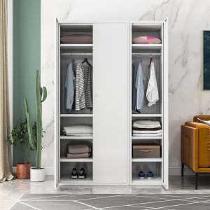 Bedroom Metal Clothes Wardrobe with Adjustable Shelves