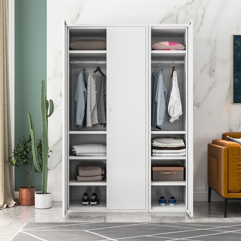 Bedroom Metal Clothes Wardrobe with Adjustable Shelves