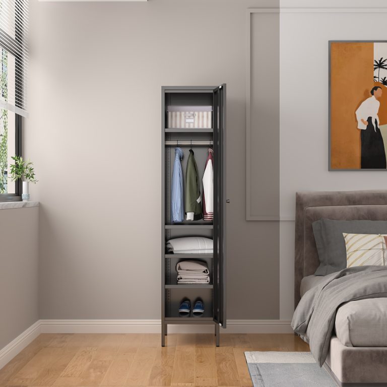 Single Door Metal Clothes Wardrobe
