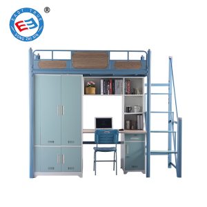 Single Loft Bed with Desk & Wardrobe