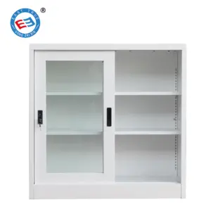 Small Glass Door Steel Filing Cabinet White