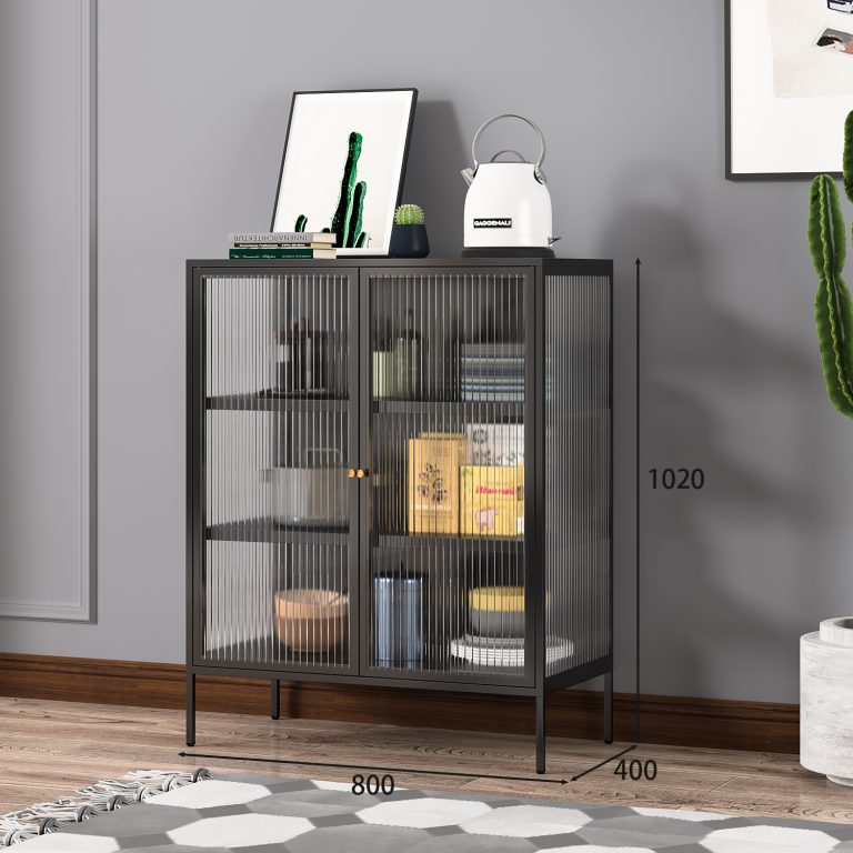 Black kitchen storage cabinet
