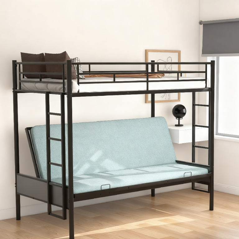 Metal Futon Bunk Bed with Ladder