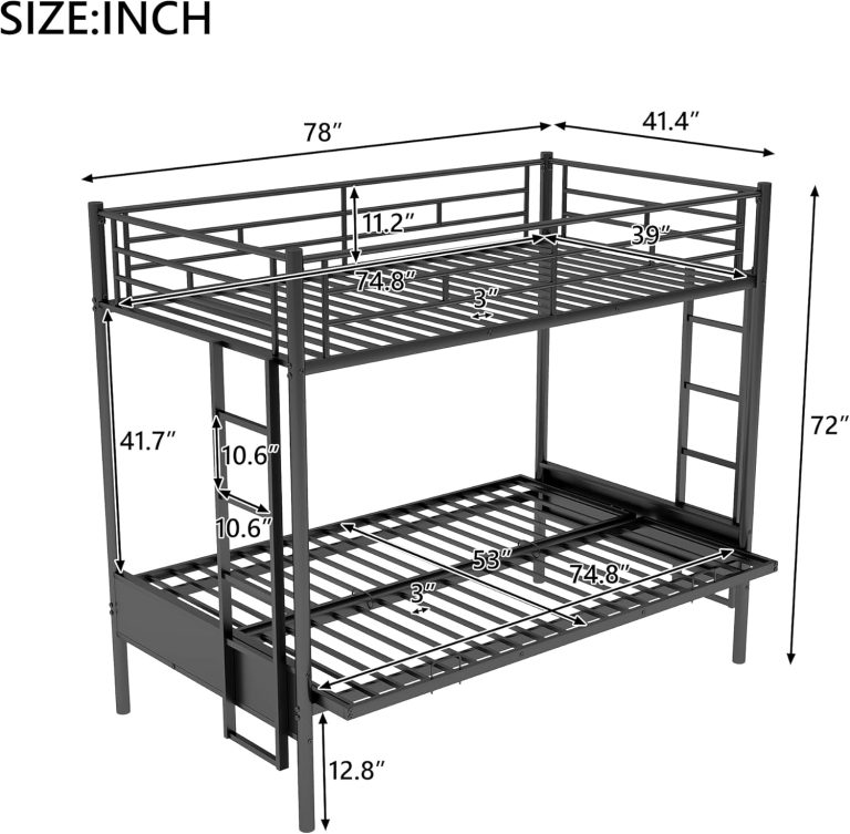 futon bunk bed dimensions