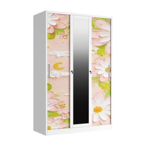 New Design 3 Door Metal Wardrobe with Mirror