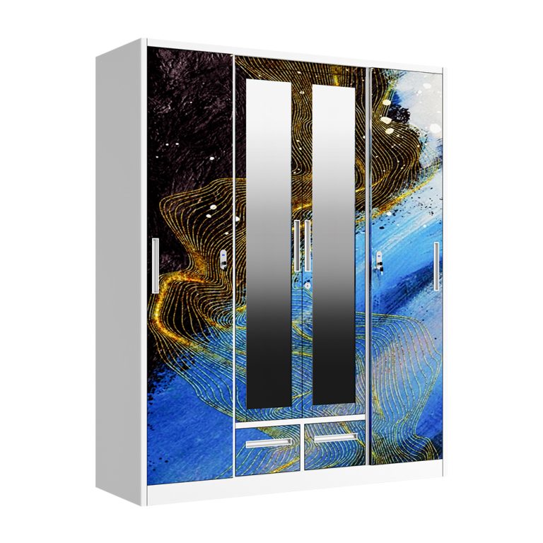 Printed Steel Wardrobe with Drawers