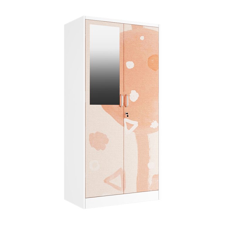 2-door steel print wardrobe with Mirror