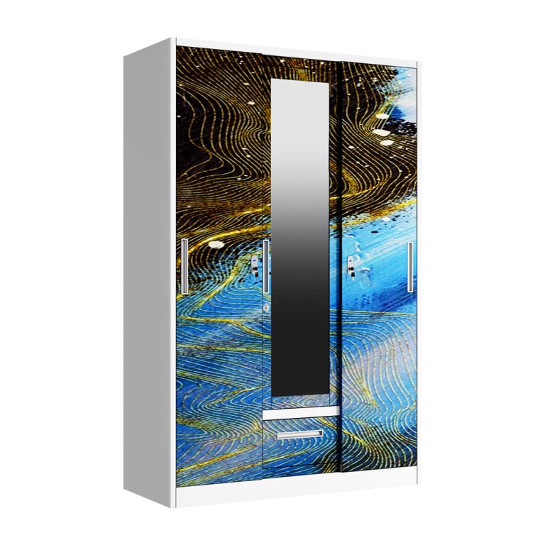 Low Price Steel Wardrobe Cabinet with Printed Pattern