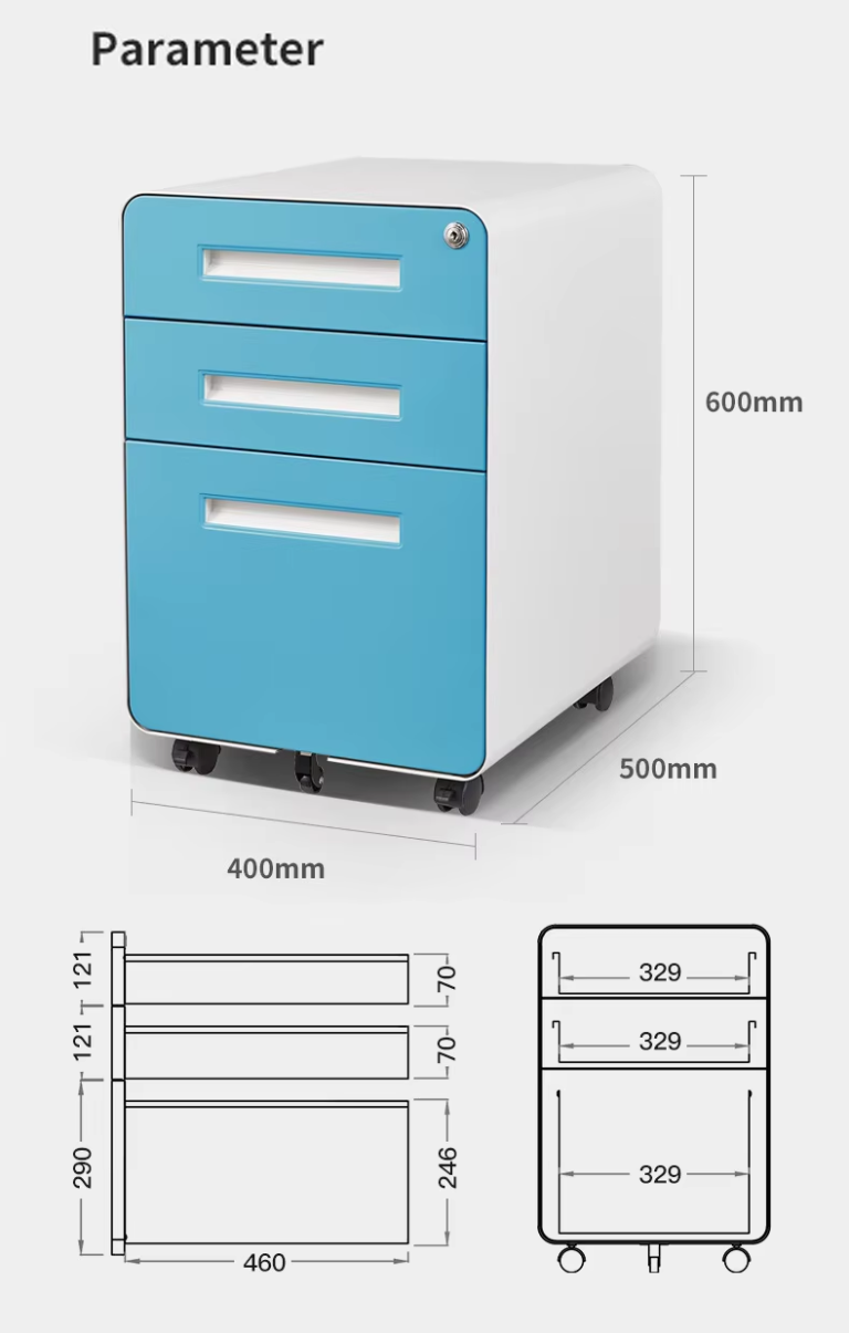 mobile file cabinet size