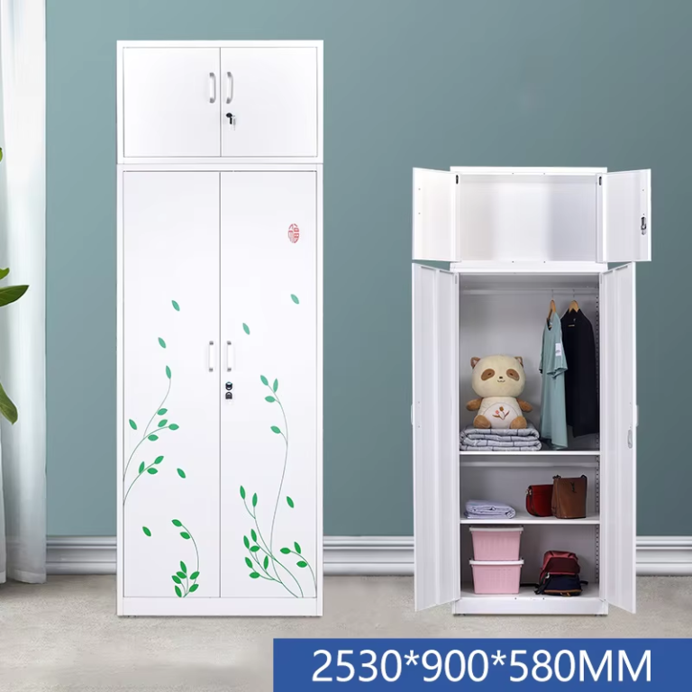 Steel Wardrobe with Top Storage Cabinet