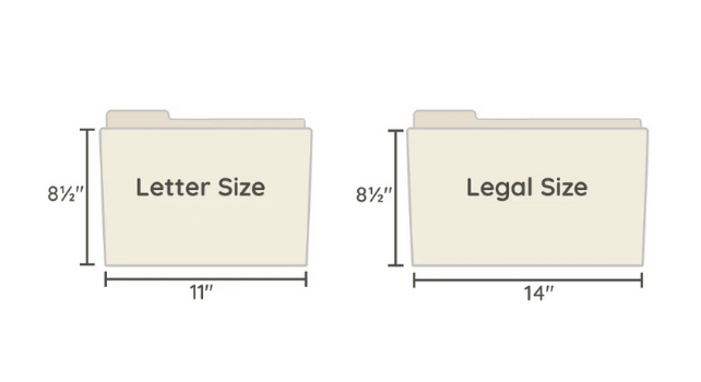 legal size vs letter size file cabinet