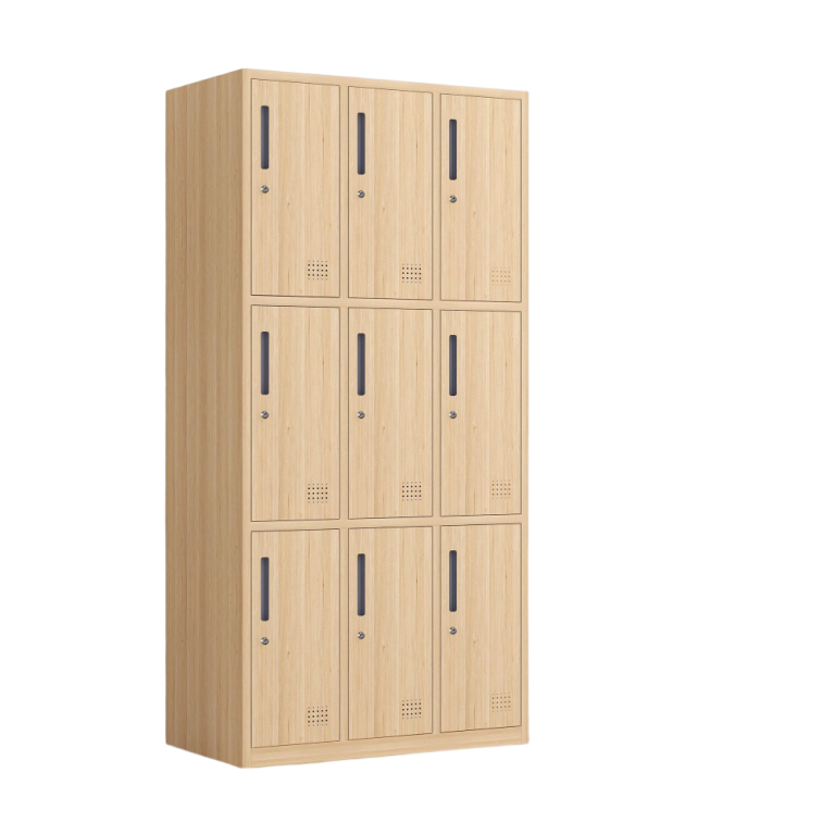 9 door wood grain transfer steel locker