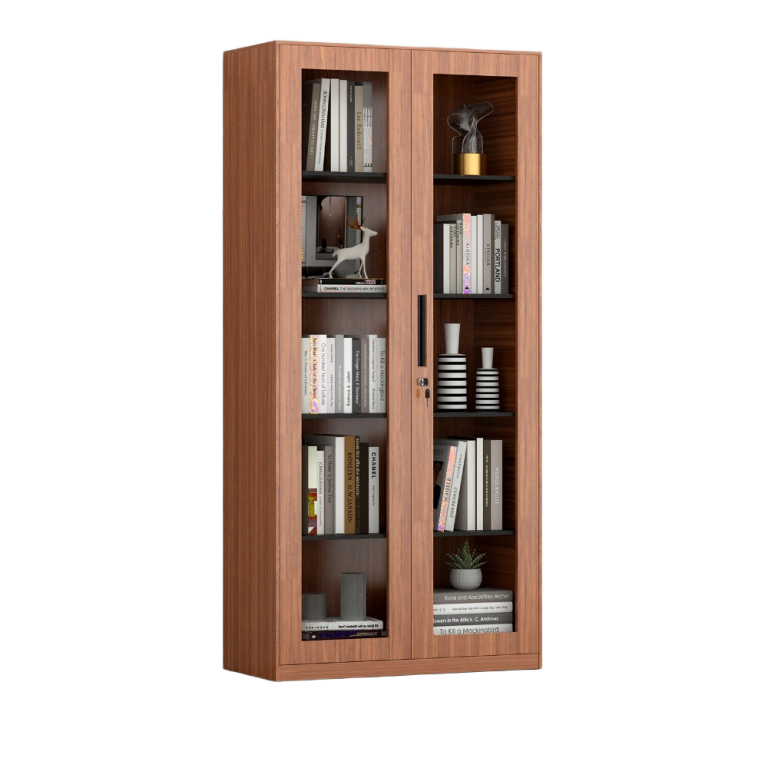 Wood Grain Transfer Glass Door Filing Cabinet