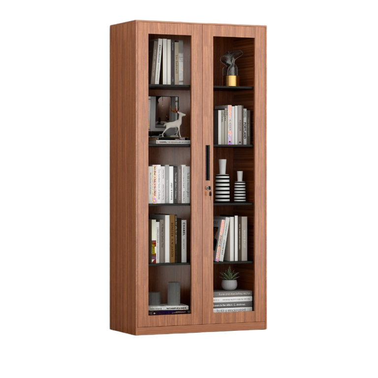 Wood Grain Transfer Glass Door Filing Cabinet