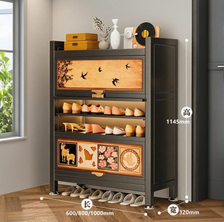 3 door black shoe cabinet entryway