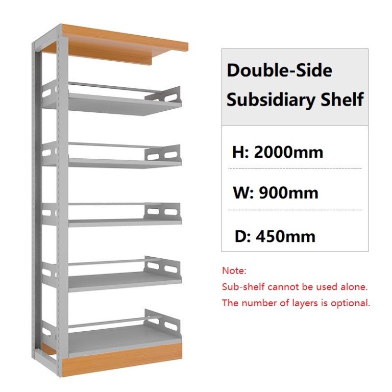 5 layers library bookshelf double-side sub shelf