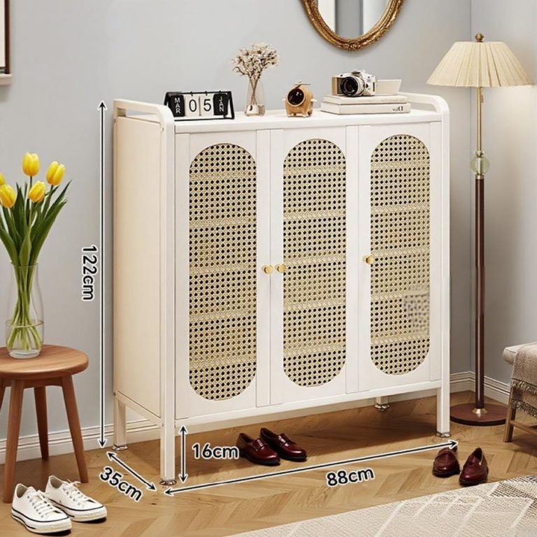 Imitation Rattan 3 Door Hallway Shoe Cabinet