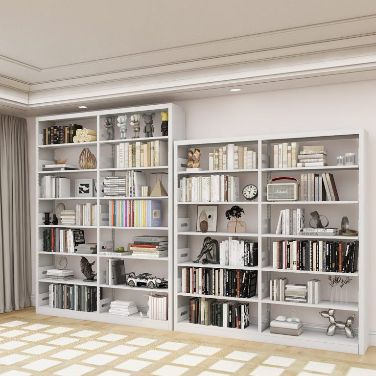 adjustable white steel bookcase