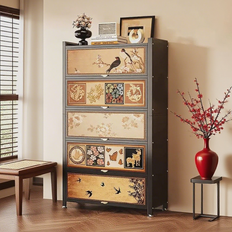 black steel entryway shoe storage cabinet