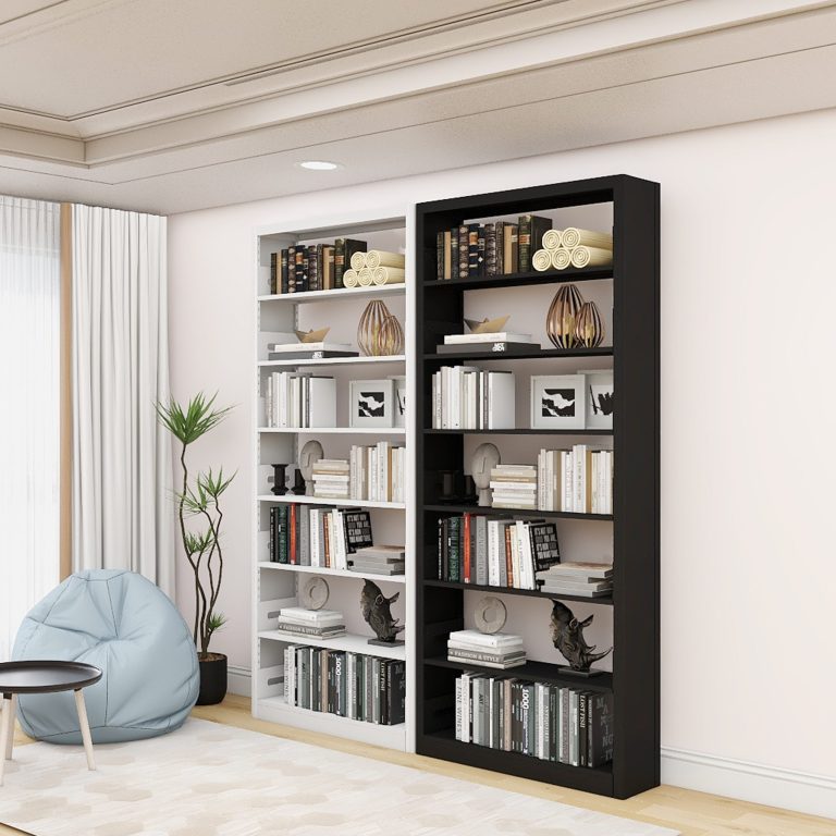 custom white & black steel bookcase