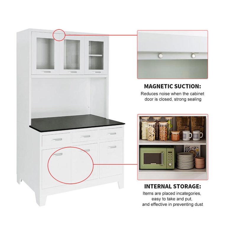 custom white metal kitchen cabinets