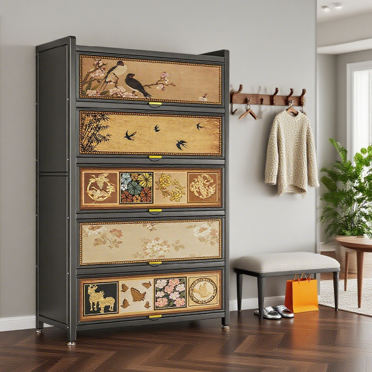 entryway shoe storage cabinet with flip doors