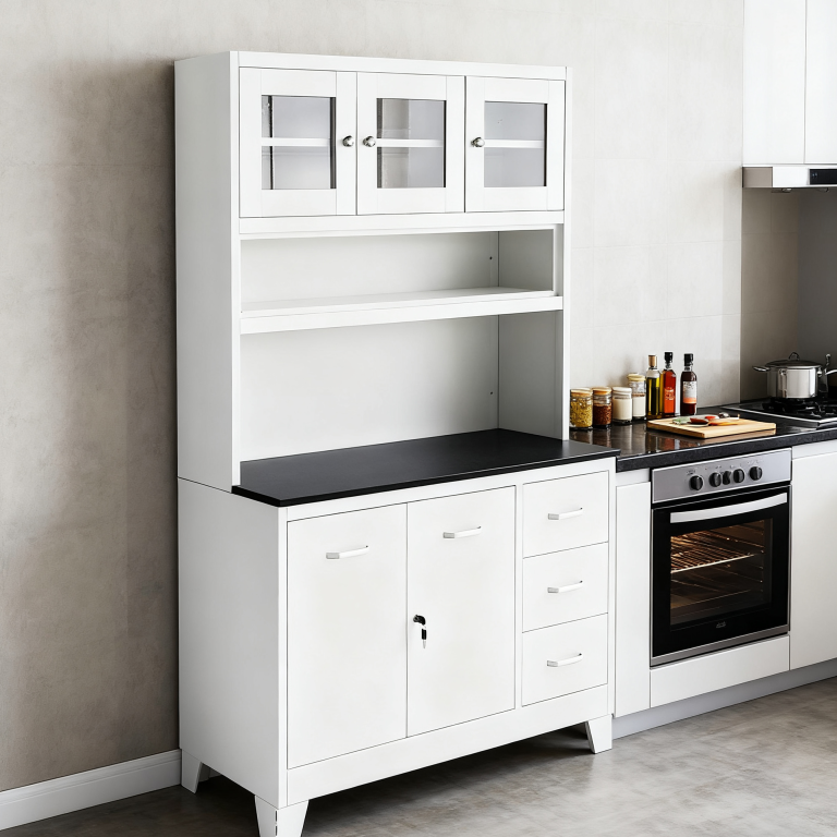 steel kitchen cabinet with countertop​