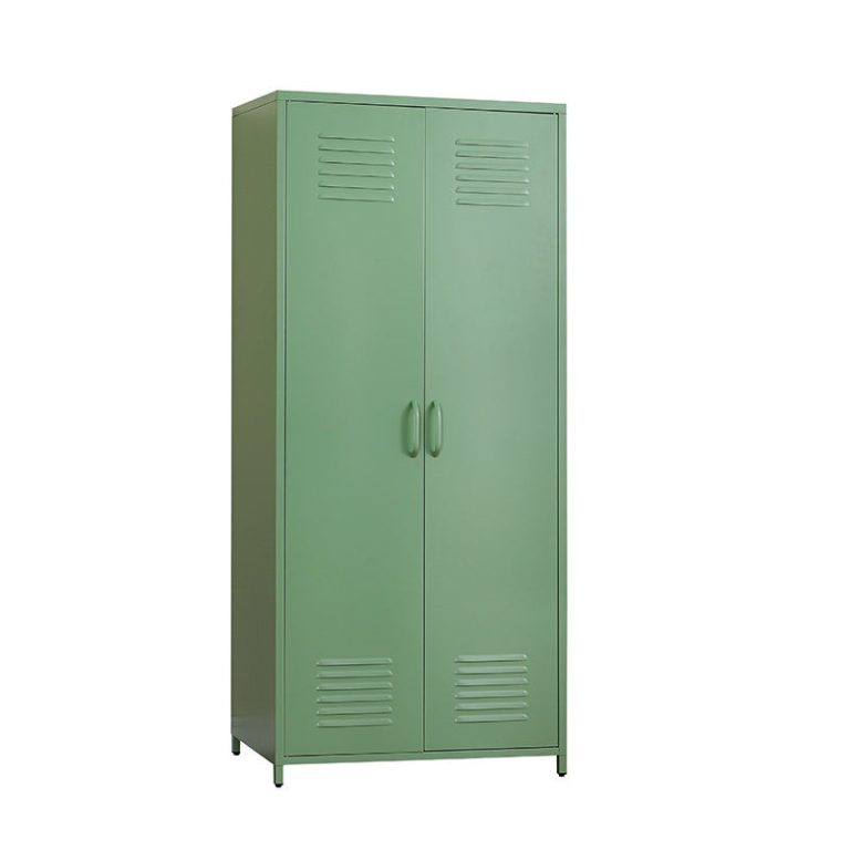 2 door metal wardrobe cabinet with shelves