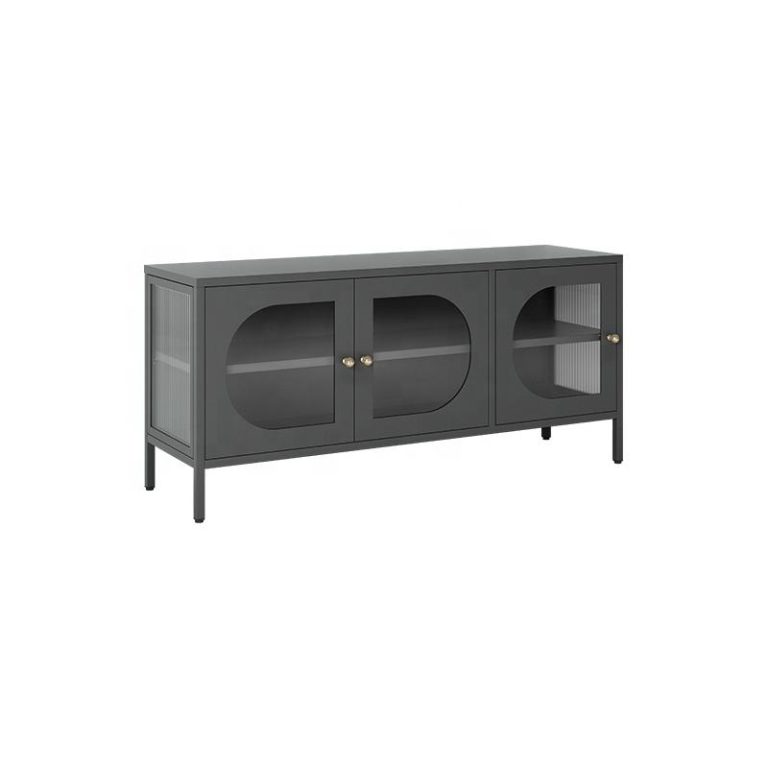 metal tv cabinet with glass doors