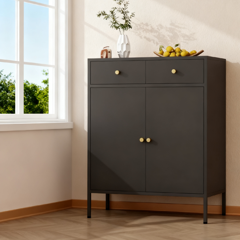 small metal filing cabinet with drawers