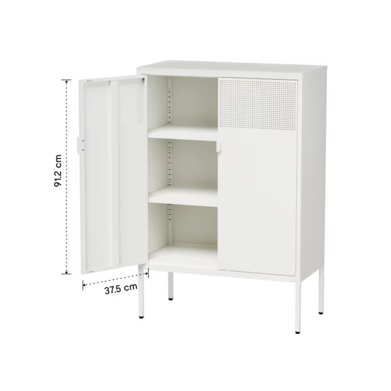 2 shelf storage cabinet with doors