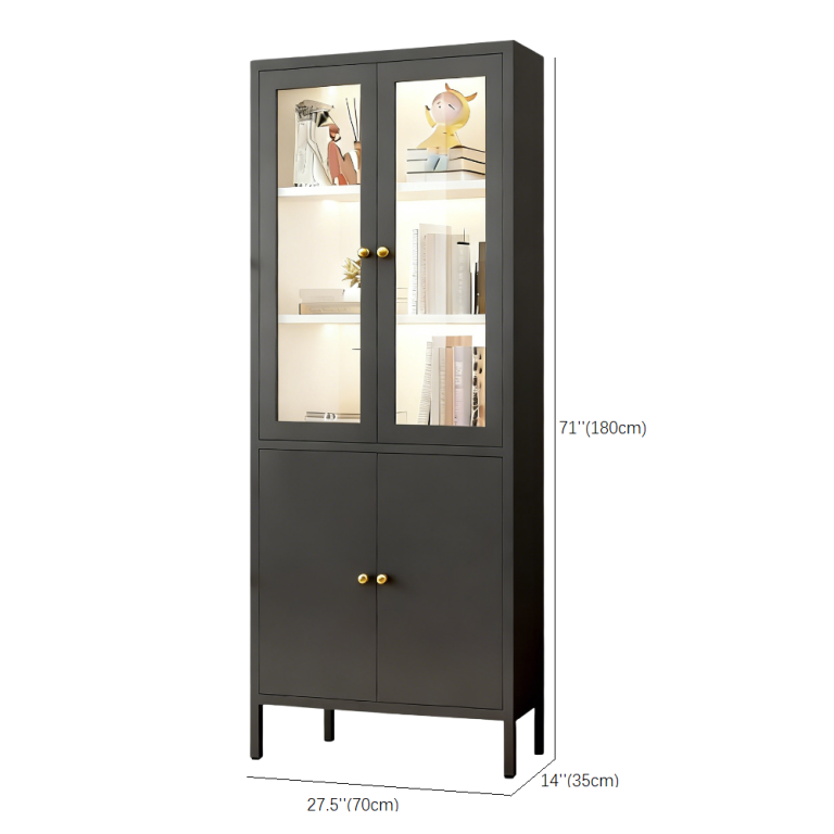 Double Door Modern Storage Cabinet with Glass Door