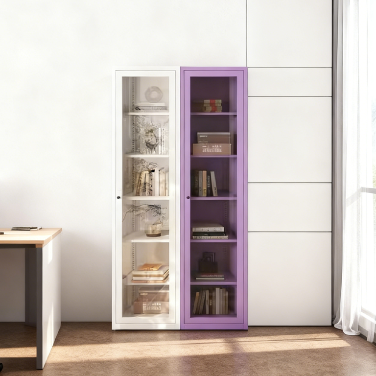 Glass Single Door Tall Storage Cabinet