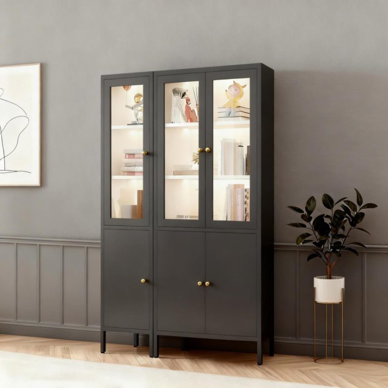 Modern Storage Cabinet with Glass Door