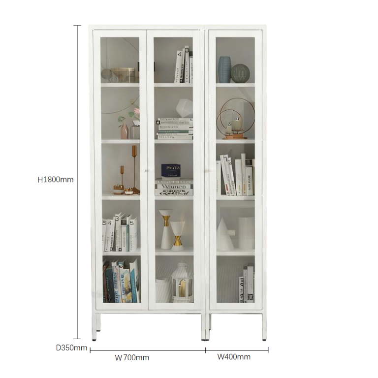 White Glass Door Cabinets with Feet