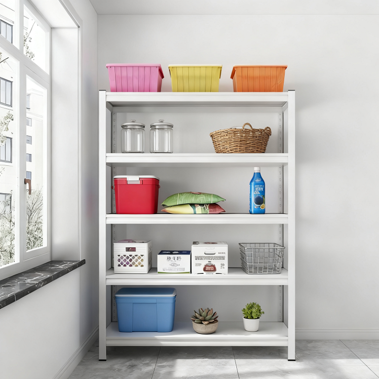 freestanding steel shelving unit