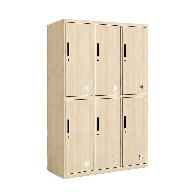 Wood Grain 6 Door Metal Lockers