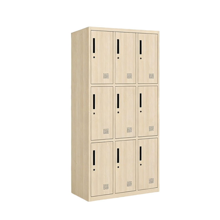 Wood Grain 9 Door Metal Lockers