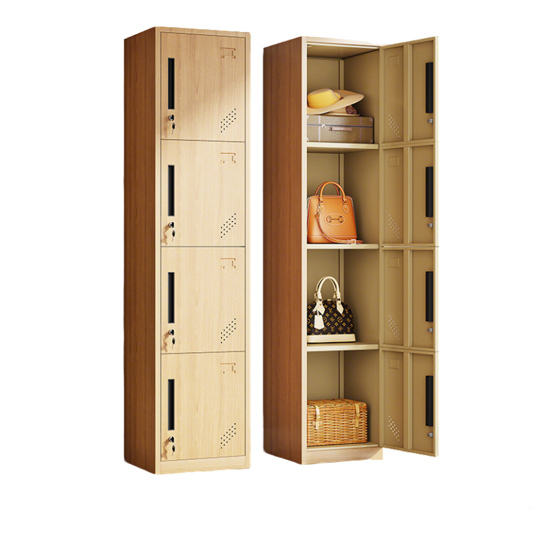 Wood-Printed 4 Door Steel Locker Cabinet