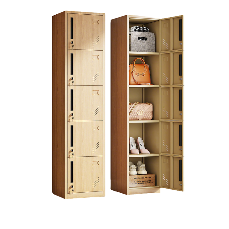 Wood-Printed 5 Door Steel Locker Cabinet