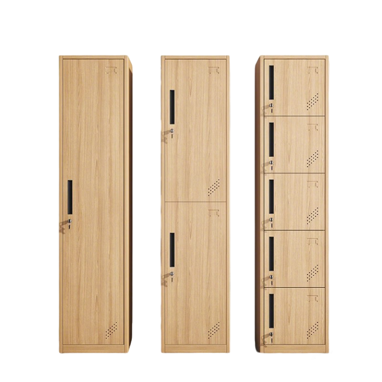Wood-Printed Single Steel Locker Cabinets