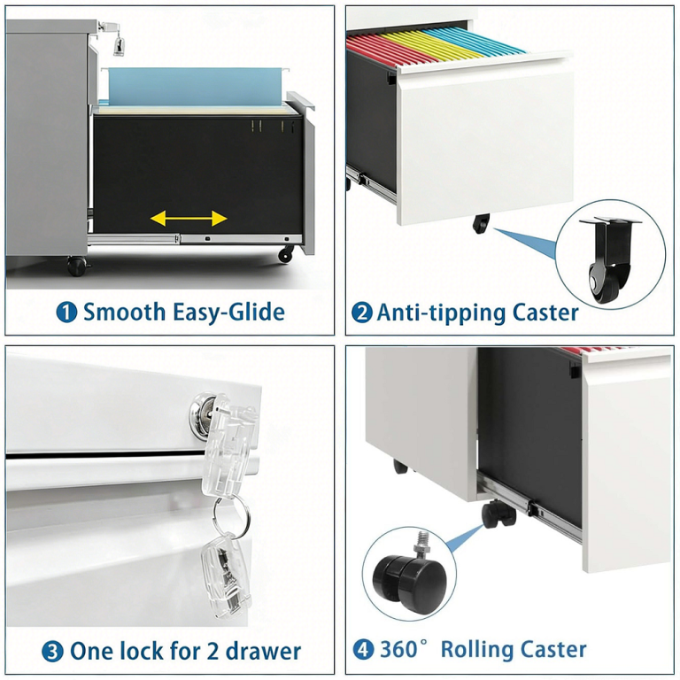 2 Drawer File Cabinet with Wheels