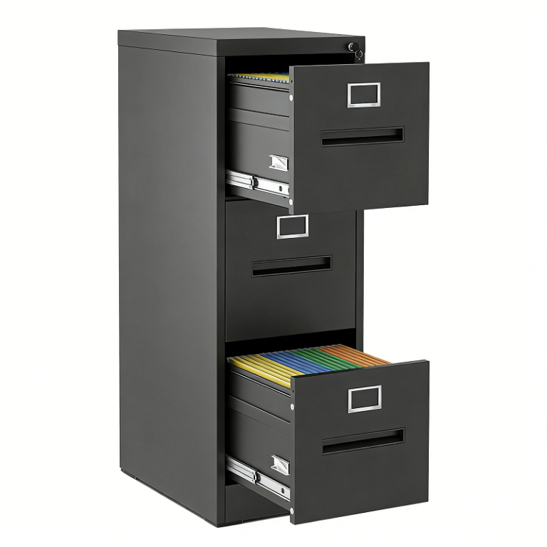 Black 3 Drawer File Cabinet