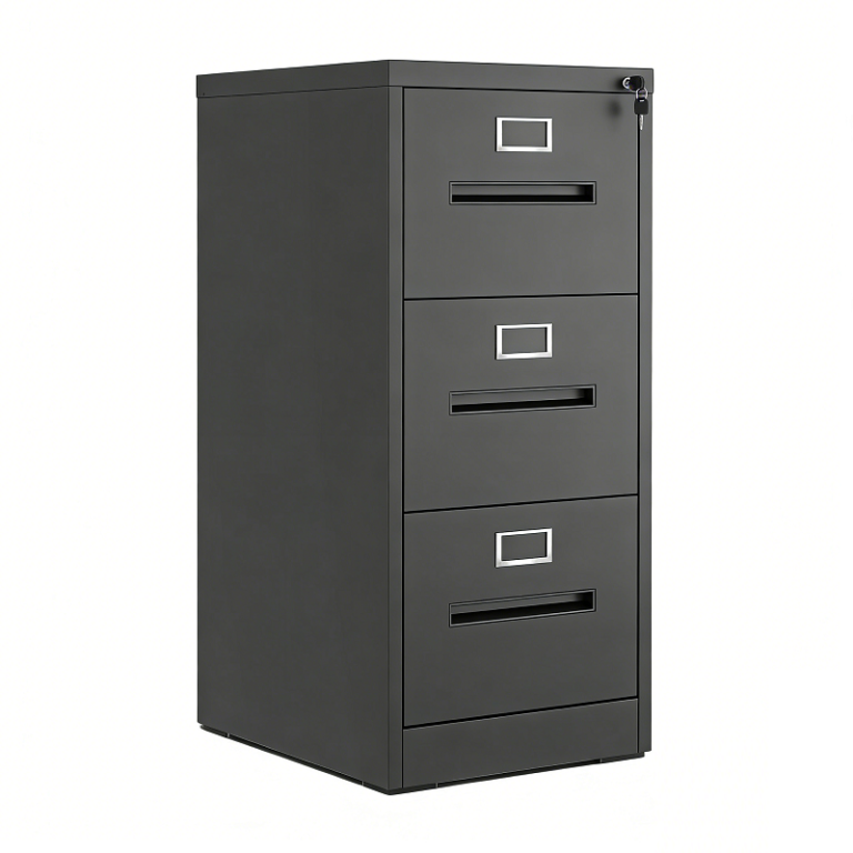 Black 3 Drawer File Cabinet